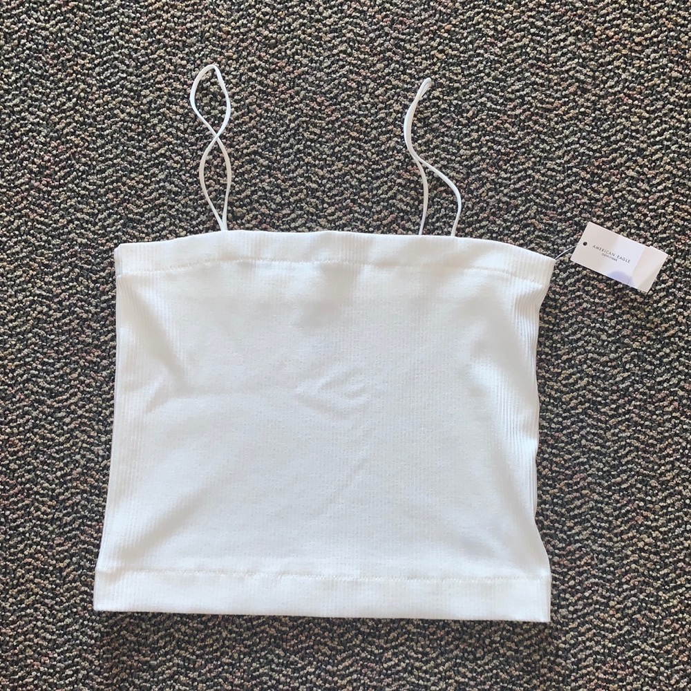 American Eagle Skinny Strap White Crop Tank - Picture 1 of 2